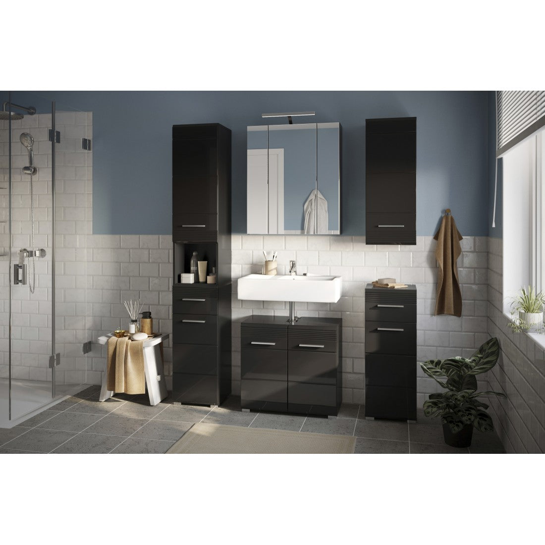 Mobile sotto lavabo – Nero lucido – KLEANKIN
