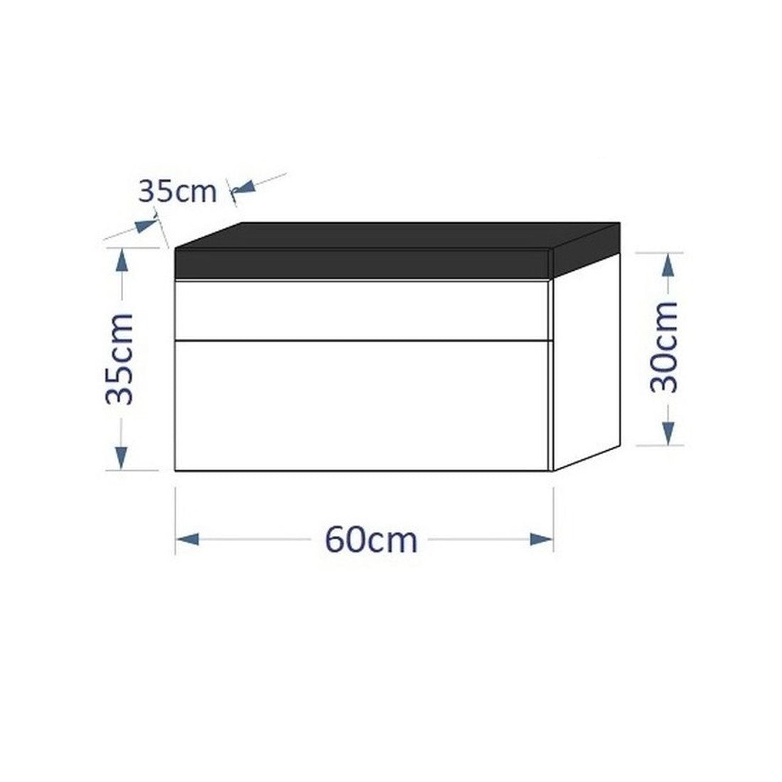 Mobile sottolavabo sospeso collezione RAVEN, colore nero opaco e lucido, con lavabo e sifone incluso.