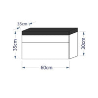 Mobile sottolavabo sospeso collezione RAVEN, colore nero opaco e lucido, con lavabo e sifone incluso.