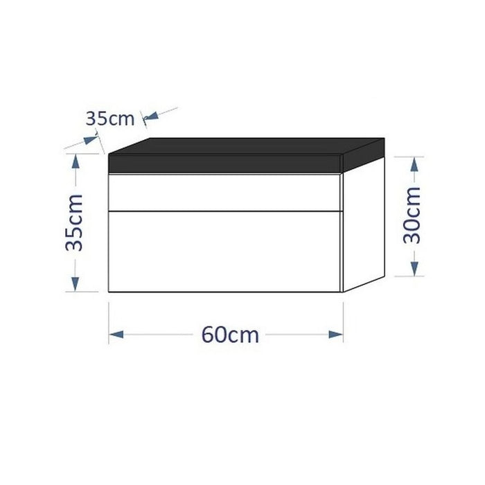 Mobile sottolavabo sospeso collezione RAVEN, colore nero opaco e lucido, con lavabo e sifone incluso.