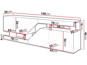 Mobile TV "Ceelias" -160 x 46 x 35 cm - Grigio/Marrone
