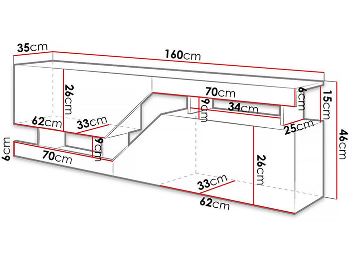 Mobile porta TV 160x46x35 cm Ceelias colore Grigio e Marrone