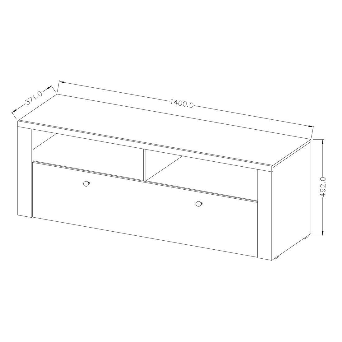 Mobile TV 140 cm collezione SANTIAGO. Colore quercia e nero effetto legno. 1 Porta.