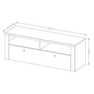 Mobile TV 140 cm collezione SANTIAGO. Colore quercia e nero effetto legno. 1 Porta.