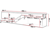 Mobile TV "Ceelias" - 200 x 46 x 35 cm - Grigio / Marrone