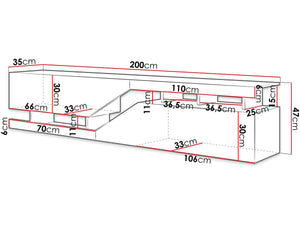 Mobile TV "Ceelias" - 200 x 46 x 35 cm - Grigio / Marrone