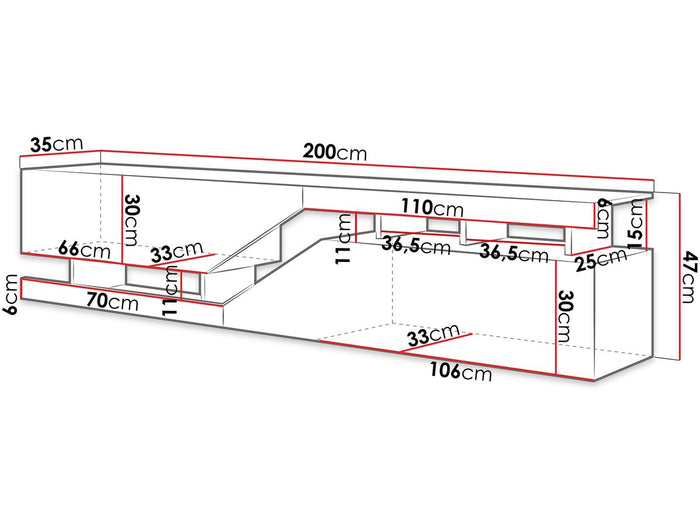 Mobile TV "Ceelias" - 200 x 46 x 35 cm - Grigio / Marrone