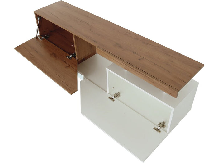 Mobile TV "Ceelias" - 160 x 35 x 46 cm - Bianco/Marrone scuro