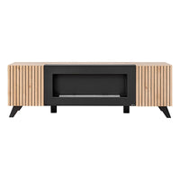 Mobile TV design con camino decorativo color rovere e nero collezione NIELSEN.