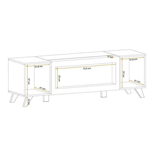 Mobile TV design con camino decorativo color rovere e nero collezione NIELSEN.