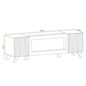 Mobile TV design con camino decorativo color rovere e nero collezione NIELSEN.