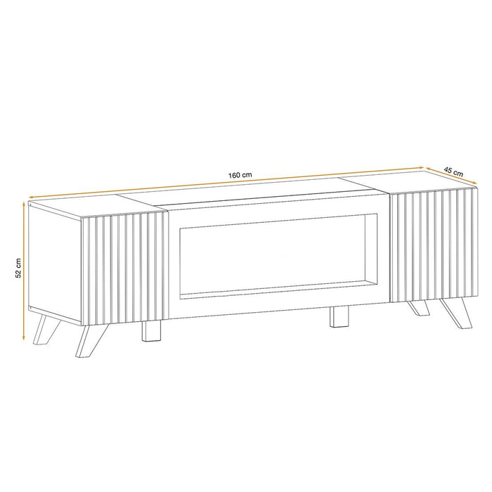 Mobile TV design con camino decorativo color rovere e nero collezione NIELSEN.