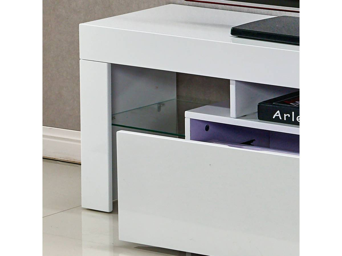 Mobile TV Led BORDA - 130 x 34 x 45 cm - Bianco laccato