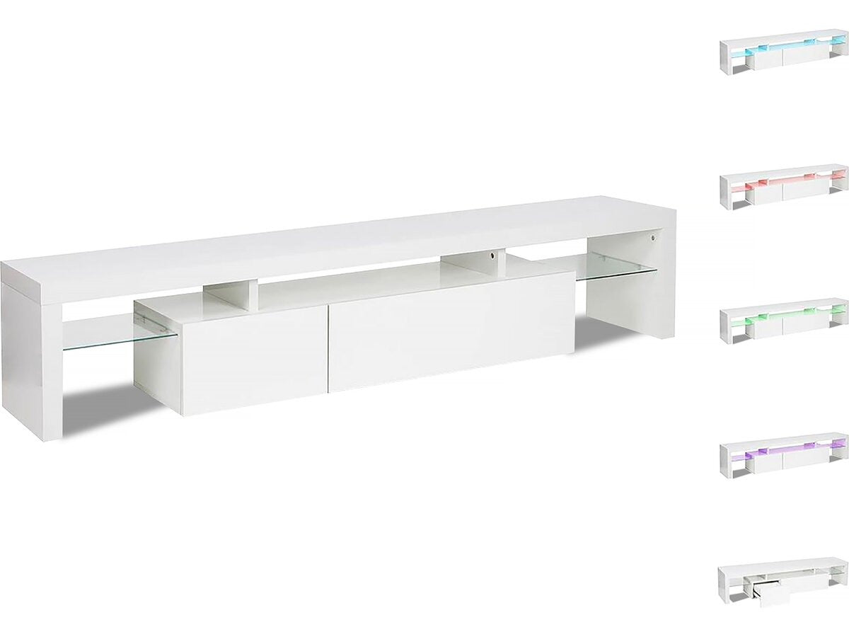 Mobile TV laccato LED "Tina" - 187,5 x 34 x 38 cm - Bianco