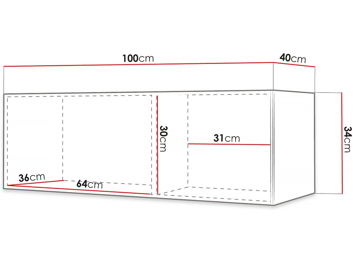 Mobile TV sospeso "Waldi Riflo" - 100 x 34 x 40 cm - Bianco