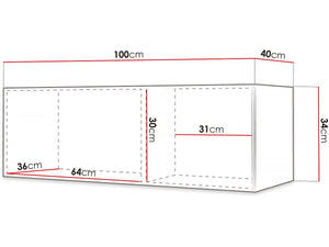 Mobile TV sospeso "Waldi Riflo" - 100 x 34 x 40 cm - Bianco