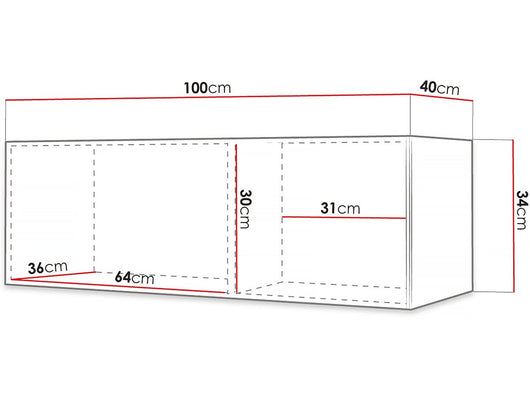 Mobile TV sospeso "Waldi Riflo" - 100 x 34 x 40 cm - Bianco