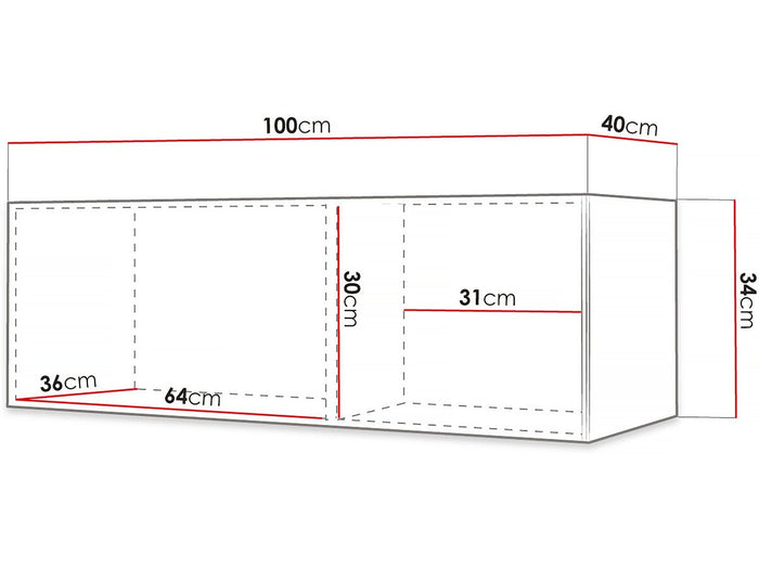 Mobile TV sospeso "Waldi Riflo" - 100 x 34 x 40 cm - Bianco