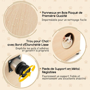 Toilette per gatti porte antigraffio in sisal gambe regolabili in metallo 2 scomparti lettiera per gatti naturale 20_0008835