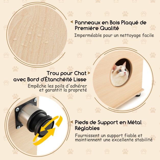 Toilette per gatti porte antigraffio in sisal gambe regolabili in metallo 2 scomparti lettiera per gatti naturale 20_0008835