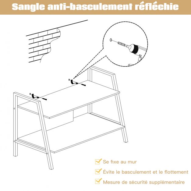 Tavolo consolle 89 x 43 x 60 cm Supporto TV in legno a 2 livelli per TV fino a 32 pollici Capacità di peso totale 35 kg Noce 20_0005107