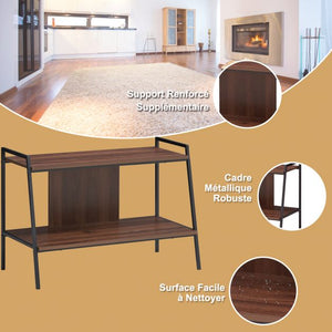 Tavolo consolle 89 x 43 x 60 cm Supporto TV in legno a 2 livelli per TV fino a 32 pollici Capacità di peso totale 35 kg Noce 20_0005107