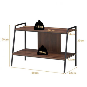 Tavolo consolle 89 x 43 x 60 cm Supporto TV in legno a 2 livelli per TV fino a 32 pollici Capacità di peso totale 35 kg Noce 20_0005107