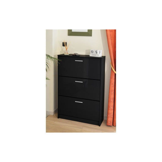 Mobile porta scarpe KLARK colore nero lucido alto – 18 paia
