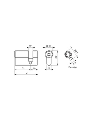 Mezzo Cilindro europeo Surveyor 31X10 Ottone 4 chiavi