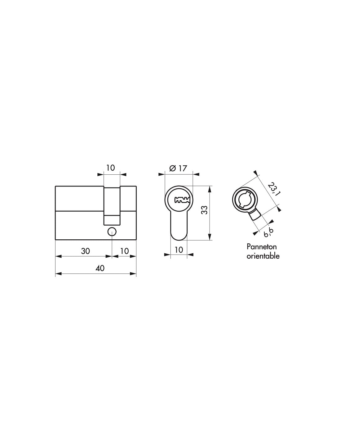Mezzo Cilindro europeo Transit 1 30X10 mm Nichelato 4 chiavi reversibili - THIRARD