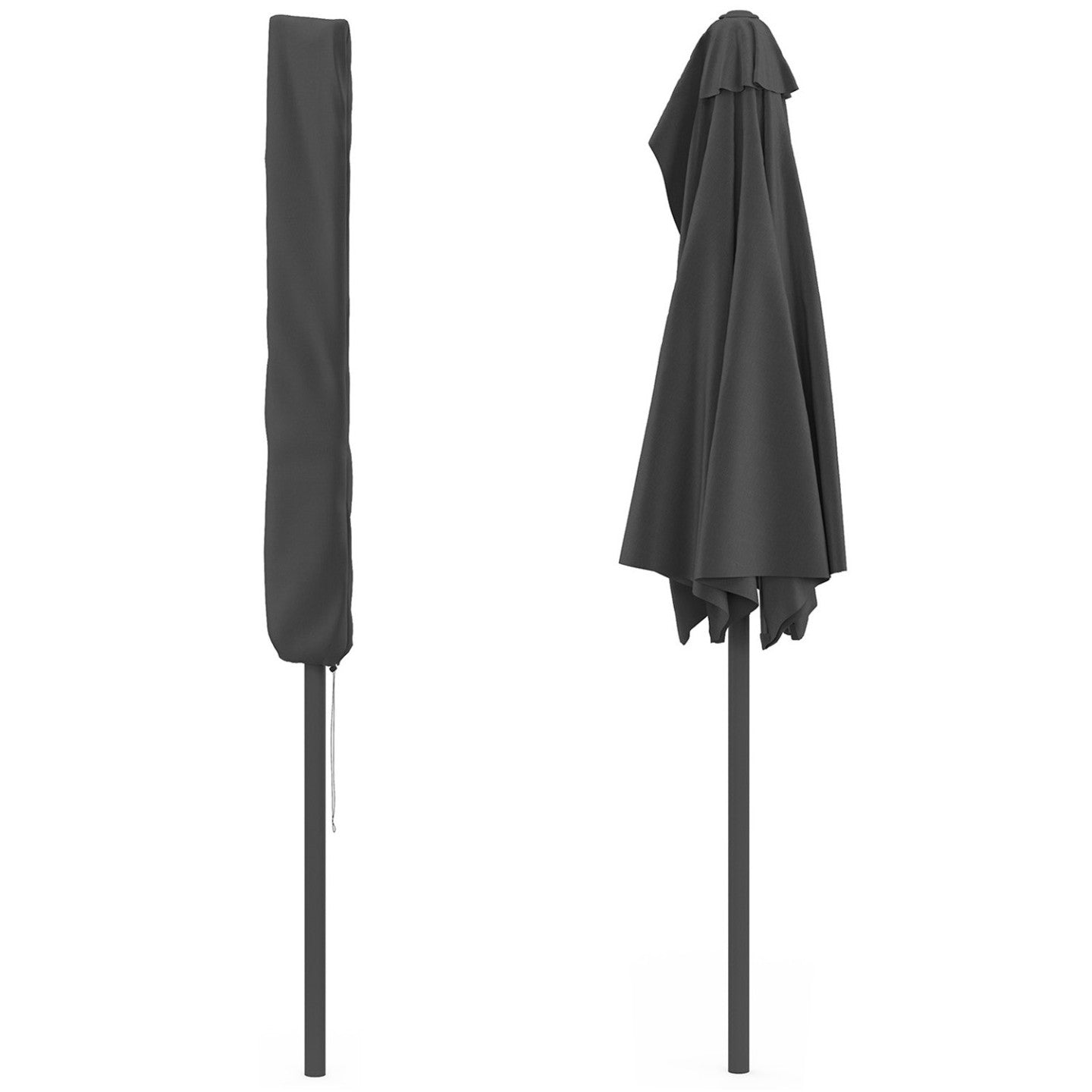 IDMarket - Mezzo ombrellone CORTE grigio 2,7x1,35 M con copertura