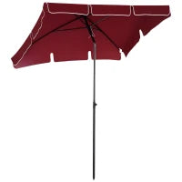 Ombrellone da Giardino Rettangolare e Regolabile con Palo in Alluminio, 2x1.3x2.5 m, Rosso Vino