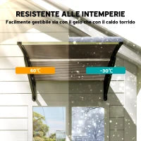 Tettoia da Esterno in Policarbonato per Porte e Finestre con Kit Montaggio 103x96.5x27cm - Marrone