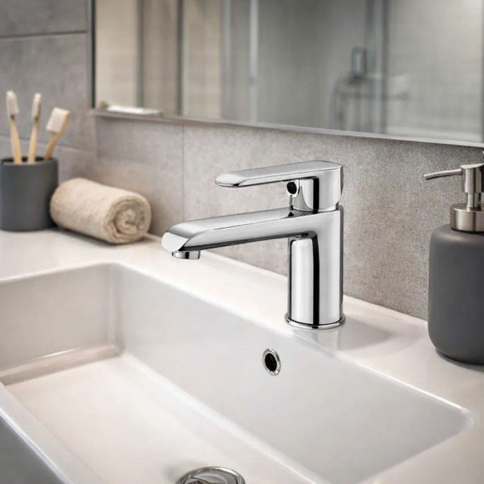 Miscelatore rubinetto america per lavabo in ottone colore cromato con piletta *** confezione 1