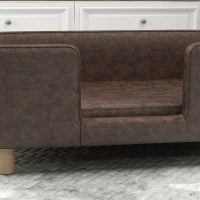 Divanetto per Animali, Cuscino Imbottito in Gommapiuma Rimovibile, Cane di Taglia Media Piccola, Marrone Scuro 74x48.5x31cm