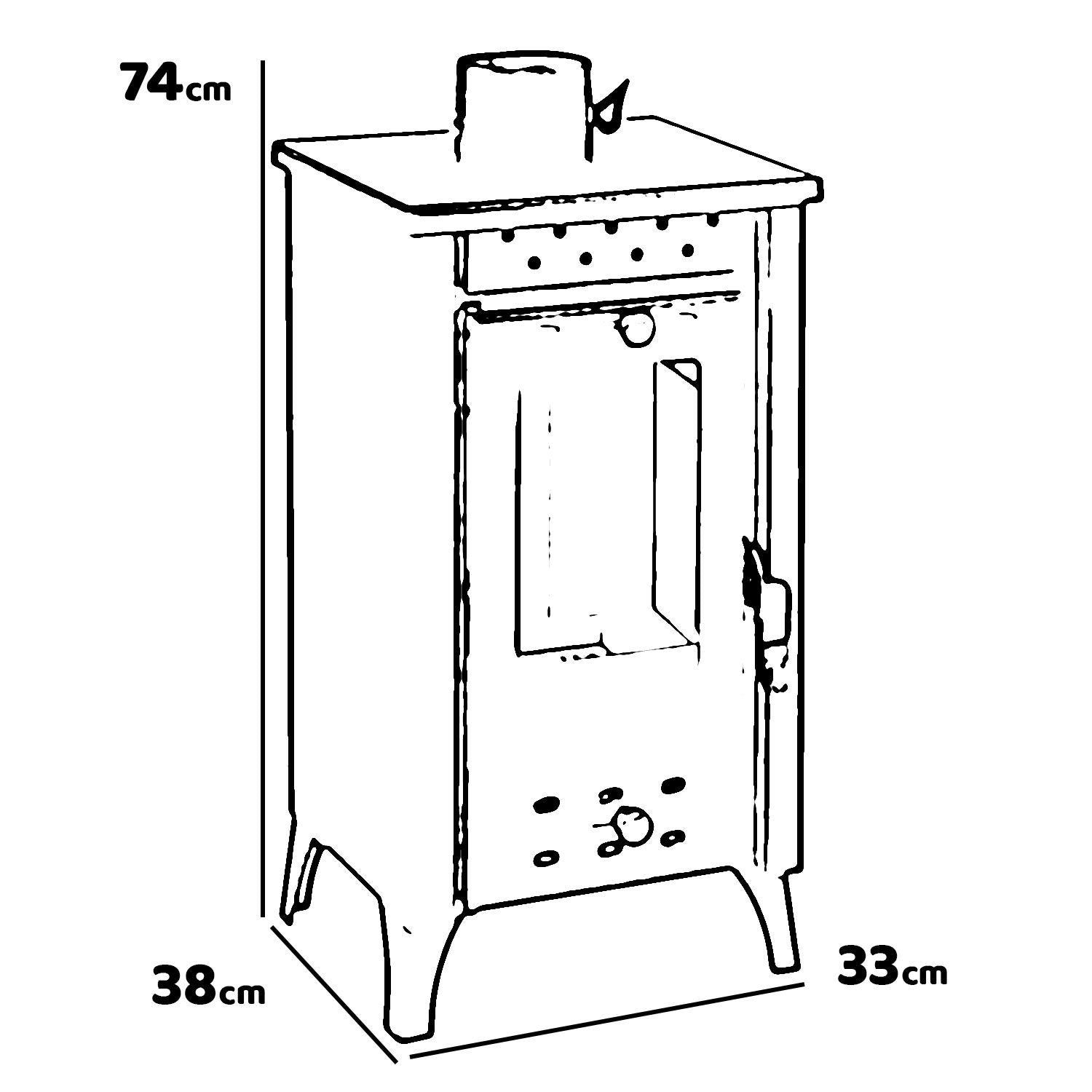 Matilde - Stufa a legna 7,7 Kw 33x38,5xH74 cm, colore nero