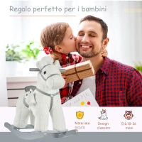 Cavallo a Dondolo con Suoni e Orsetto Incluso per Bimbi da 18-36 Mesi