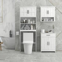 kleankin Mobile WC sopra il water armadio di stoccaggio per bagno con nicchie armadio a doppia porta mensola regolabile