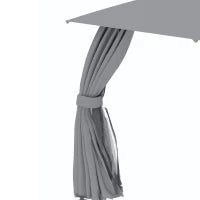 Gazebo da Giardino 4x3m con Doppio Tettuccio, Pareti in Poliestere e Struttura in Acciaio, Grigio