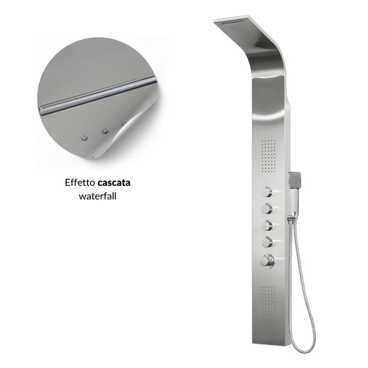 Colonna doccia termostatica siria 4 funzioni getto a cascata bocchette lombari *** finitura- spazzolato, confezione 1