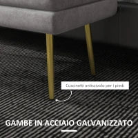 Panca Fondo Letto con Spazio Portaoggetti, in Acciaio e Poliestere, 79.5x37.5x43 cm, Grigia