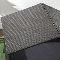 Casetta per Cani Rialzata con Cuscino Sfoderabile, in Rattan PE e Acciaio, 117x85x89 cm, Grigio e Marrone