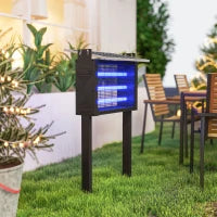 Lampada Antizanzare per Esterno a Energia Solare con 60 LED e Rete di Protezione, Nero