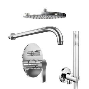 Set doccia cromato - Miscelatore incasso 2 vie Mia, braccio 30cm, soffione 20cm e doccino