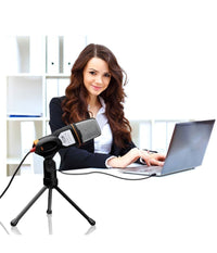 Microfono A Condensatore Con Supporto Per Registrazione Vocale Conferenze Chat         