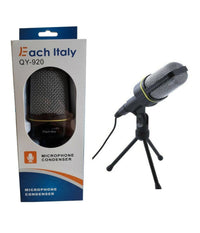 Microfono A Condensatore Treppiede Da Tavolo Cavo Jack Pc Notebook Chat Qy920         