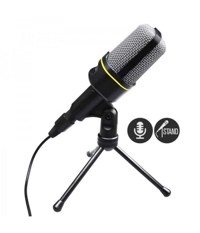 Microfono A Condensatore Treppiede Da Tavolo Cavo Jack Pc Notebook Chat Qy920         
