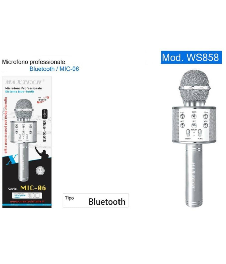 Microfono Altoparlante Bluethoot Wireless Con Speaker Karaoke Maxtech Mic-06         