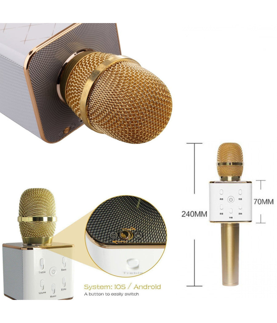 Microfono Bluetooth Wireless Doppio Altoparlante Speaker Bluetooth Portatile         