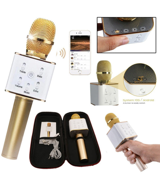 Microfono Bluetooth Wireless Doppio Altoparlante Speaker Bluetooth Portatile         